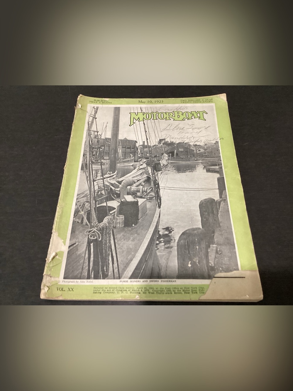 Antique Cover of MOTOR BOAT Magazine May 10, 1923 Title Motor Boat stylized